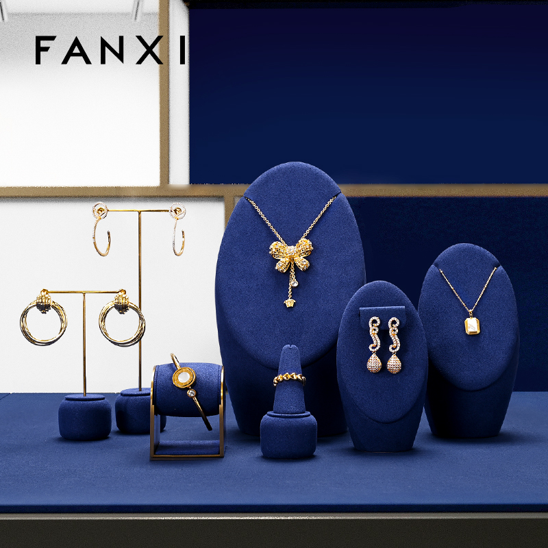 New design TT315 soft royal blue microfiber jewelry display set