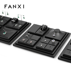 FANXI new designed TT275 high end black pu leather jewelry display set