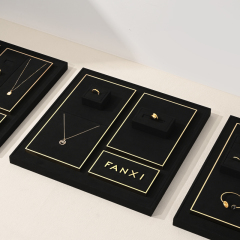 FANXI TT264 Fashion jewelry displays for store luxury Microfiber jewelry display props custom metal jewelry stand display set