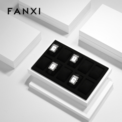FANXI P152 Custom Logo PU leather Tray Bracelet Earring Necklace Pendant Ring Display Jewelry Tray Microfiber Jewelry Display Tray
