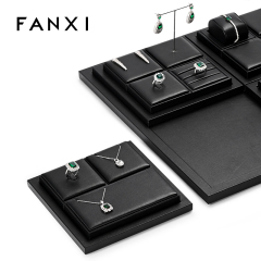 FANXI new designed TT275 high end black pu leather jewelry display set