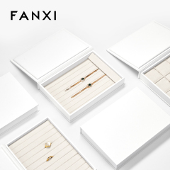 FANXI P148 high end custom Microfiber jewelry tray white Necklace pendant display organizer ring tray for jewellery shops