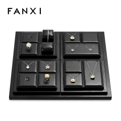 FANXI new designed TT275 high end black pu leather jewelry display set