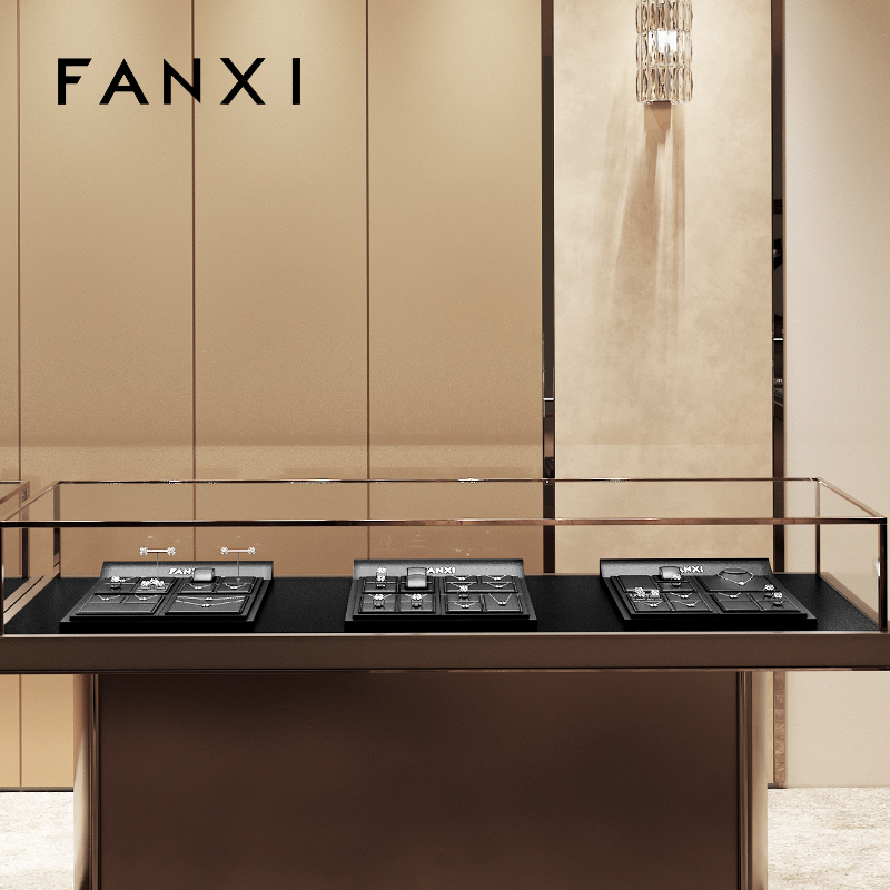 FANXI new designed TT275 high end black pu leather jewelry display set