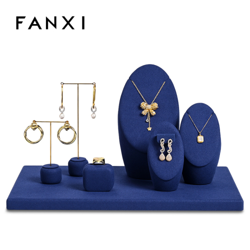 New design TT315 soft royal blue microfiber jewelry display set