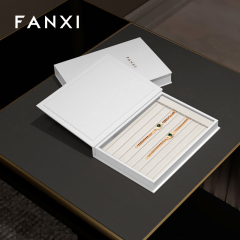 FANXI P148 high end custom Microfiber jewelry tray white Necklace pendant display organizer ring tray for jewellery shops