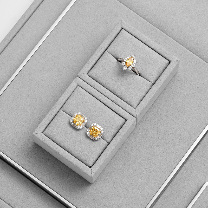 FANXI TT267 Hot Sale Metal Jewellery Stand Set Necklace Bangle Ring Display Props Microfiber Suede Jewelry Display Stand