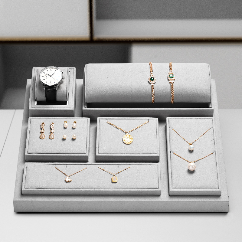 FANXI awesome new design light gray microfiber jewelry display set for cabinet TT314