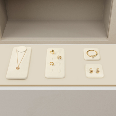 FANXI TT274 New Arrival jewelry luxury display set beige microfiber ring earring necklace shop window display plates showcase