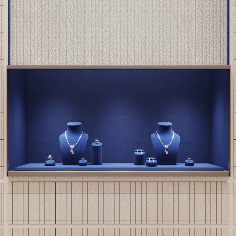 FANXI TT311 new arrival navy blue microfiber jewelry display set for cabinet