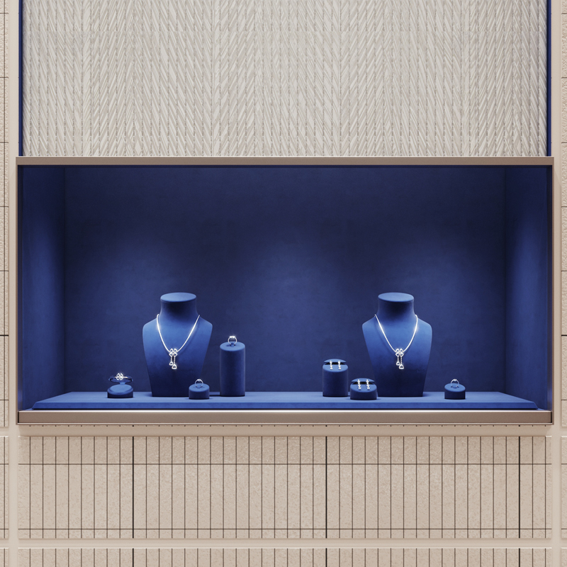 FANXI TT311 new arrival navy blue microfiber jewelry display set for cabinet