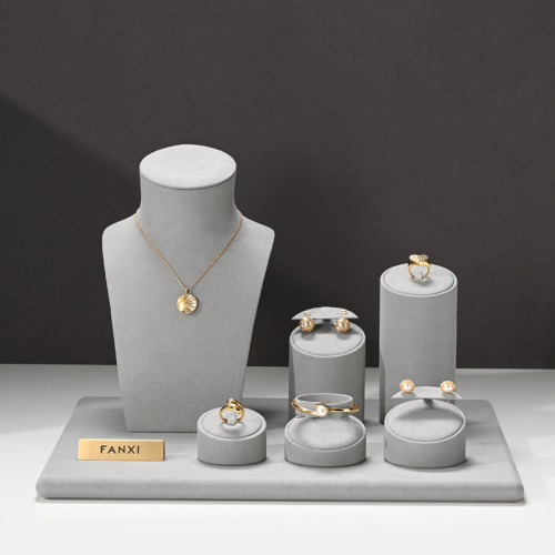 FANXI New arrival elegant light gray microfiber jewelry display set for window cabinet TT312
