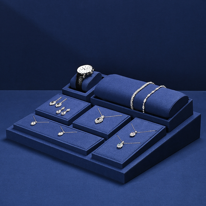 FANXI TT313 navy blue microfiber elegant jewelry display set