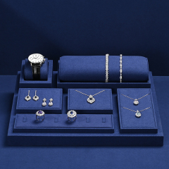 FANXI TT313 navy blue microfiber elegant jewelry display set