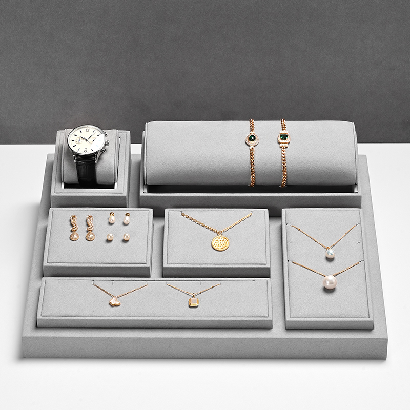 FANXI awesome new design light gray microfiber jewelry display set for cabinet TT314