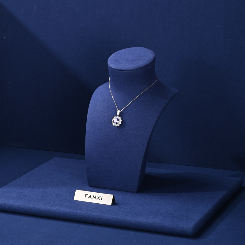FANXI TT311 new arrival navy blue microfiber jewelry display set for cabinet