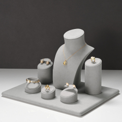 FANXI New arrival elegant light gray microfiber jewelry display set for window cabinet TT312