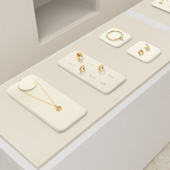 FANXI TT274 New Arrival jewelry luxury display set beige microfiber ring earring necklace shop window display plates showcase