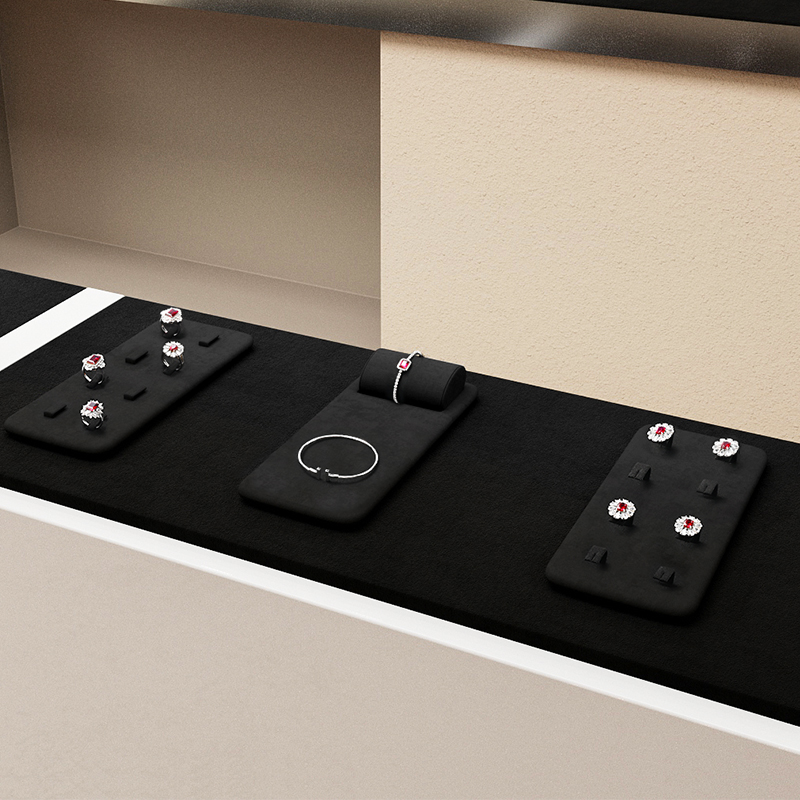 FANXI fashion design TT273 black microfiber jewelry display set for showcase