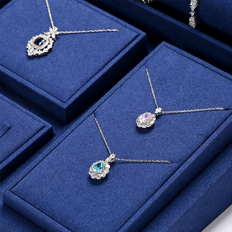 FANXI TT313 navy blue microfiber elegant jewelry display set