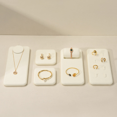 FANXI TT274 New Arrival jewelry luxury display set beige microfiber ring earring necklace shop window display plates showcase