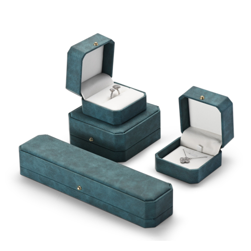 FANXI high quality PU leather cream white Jewelry Boxes Packaging Plastic Jewellery Box with button TC-H077