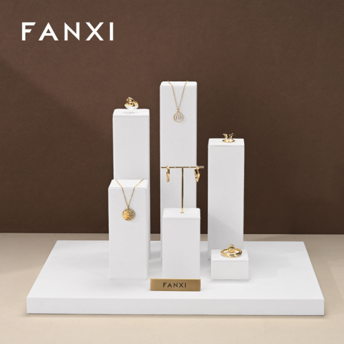 FANXI New arrival elegant white microfiber jewelry display set for window cabinet TT184