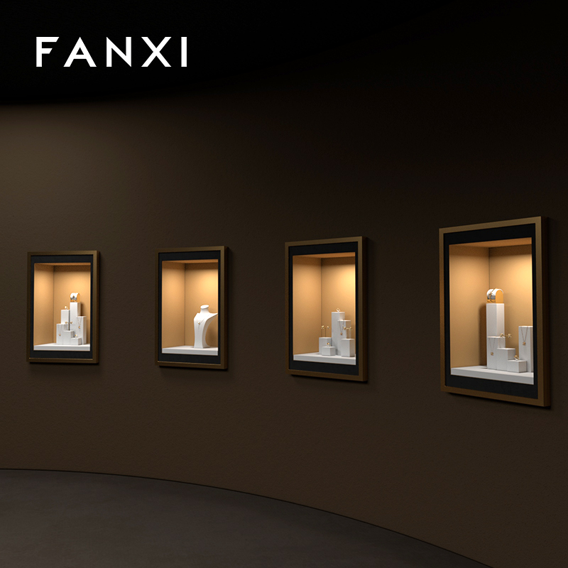 FANXI New arrival elegant white microfiber jewelry display set for window cabinet TT184
