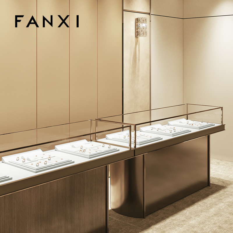 FANXI New arrival elegant white pu leather jewelry display set for window cabinet TT276