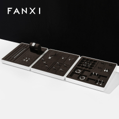 FANXI P160 New arrival accept custom microfiber MDF jewelry display tray necklace rings display trays for jewelry showcase