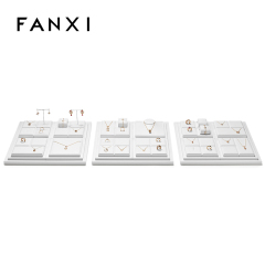 FANXI New arrival elegant white pu leather jewelry display set for window cabinet TT276