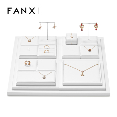 FANXI New arrival elegant white pu leather jewelry display set for window cabinet TT276