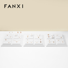 FANXI New arrival elegant white pu leather jewelry display set for window cabinet TT276