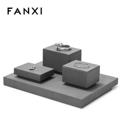 FANXI TT256 grey microfiber jewelry square style ring pendant earring exhibition
