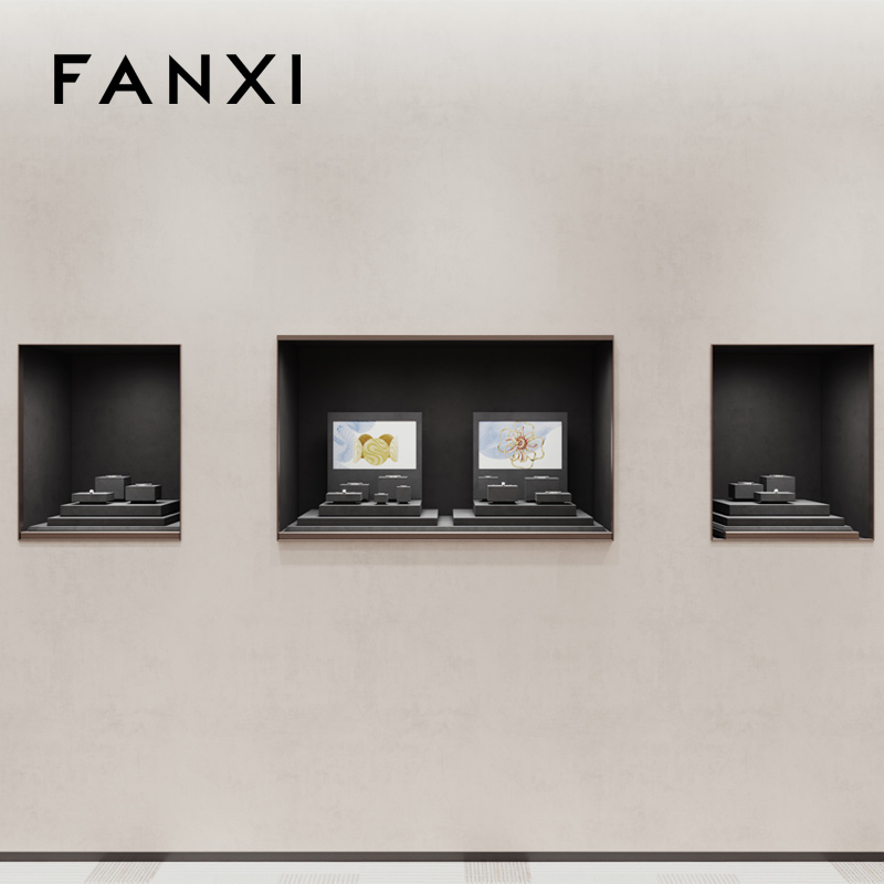FANXI TT256 grey microfiber jewelry square style ring pendant earring exhibition