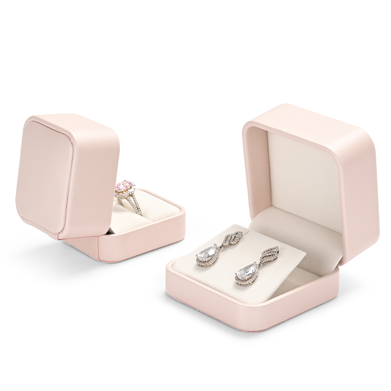 New design H161 soft pink pu leather full set jewelry box for jewelry package