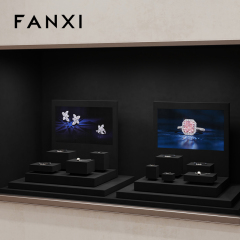 FANXI New design TT254 square tube free style black microfiber jewelry display set with background board