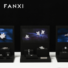 FANXI New design TT254 square tube free style black microfiber jewelry display set with background board