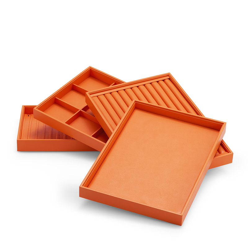 New arrival pu leather stackable jewelry display tray with different function available in different colors P128-131
