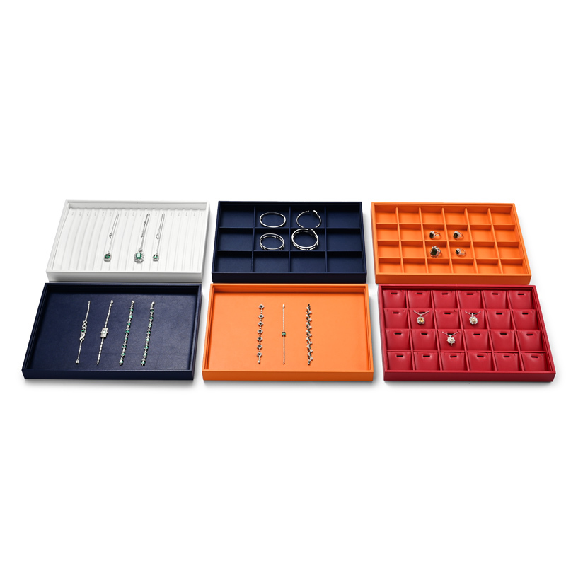 New arrival pu leather stackable jewelry display tray with different function available in different colors P128-131
