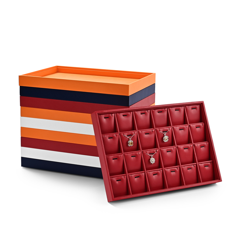New arrival pu leather stackable jewelry display tray with different function available in different colors P128-131