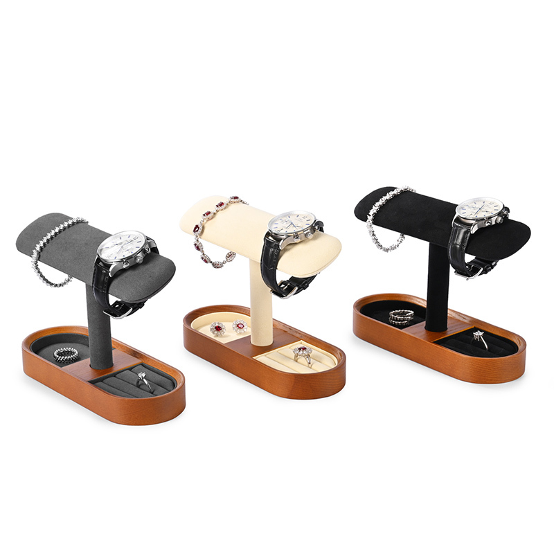 FANXI SM212 Wooden Watch Holder Bracelet Display Stand Microfiber Luxury Watch Display Stand Jewelry Box Organizer
