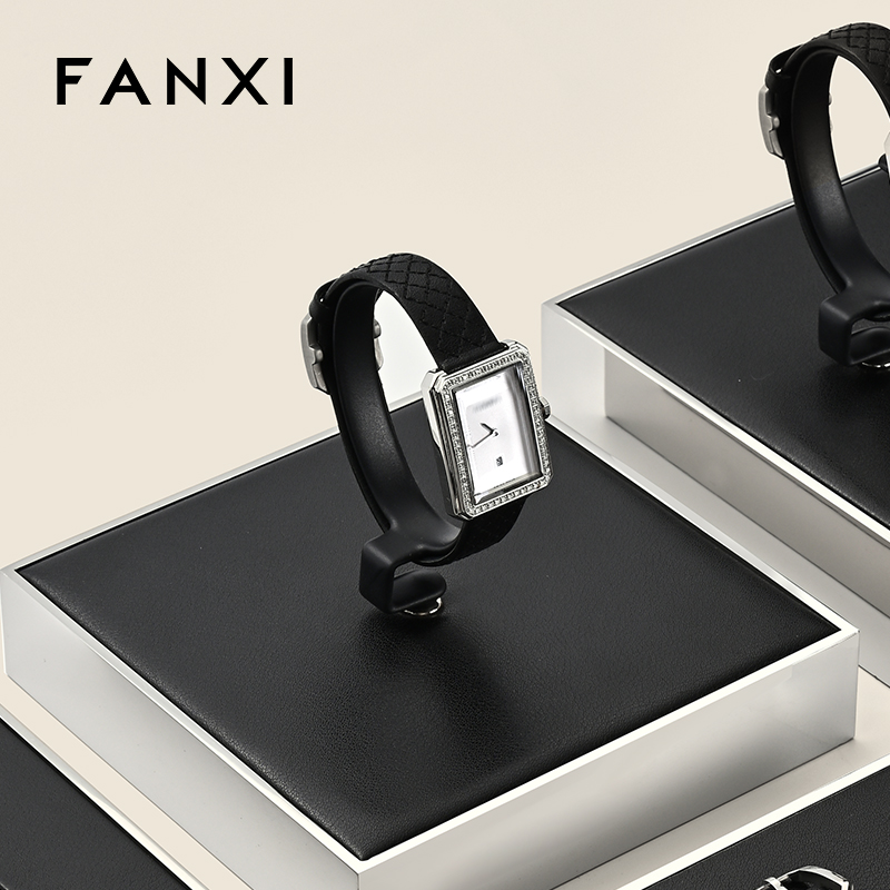 FANXI High End metal Watch Display Stand Custom PU leather Watch Display Holder