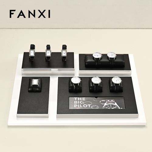 FANXI High End metal Watch Display Stand Custom PU leather Watch Display Holder