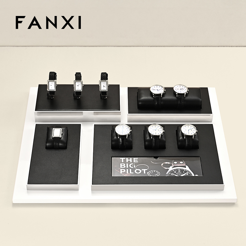FANXI High End metal Watch Display Stand Custom PU leather Watch Display Holder