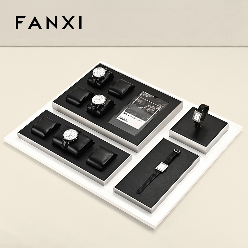 FANXI High End metal Watch Display Stand Custom PU leather Watch Display Holder