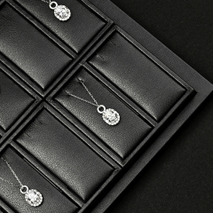 FANXI Custom Luxury Black Leather Jewelry Tray Stackable Bracelet Necklace Ring Display Tray For Jewelry Showcase