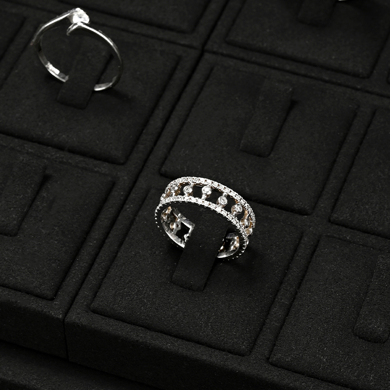 FANXI P158 Custom Luxury Black Microfiber Jewelry Tray Stackable Bracelet Necklace Ring Display Tray For Jewelry Showcase
