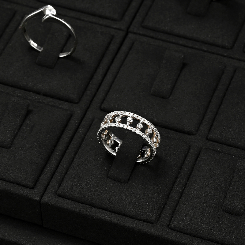 FANXI P158 Custom Luxury Black Microfiber Jewelry Tray Stackable Bracelet Necklace Ring Display Tray For Jewelry Showcase
