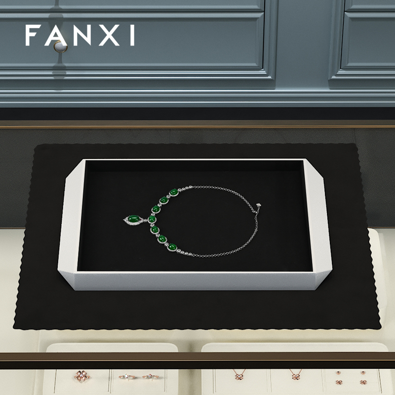 FANXI P172 Luxury Jewelry Display Tray Earring Jewelry Packaging PU Tray Organizer Display Jewelry Tray for exhibidor de joyeria